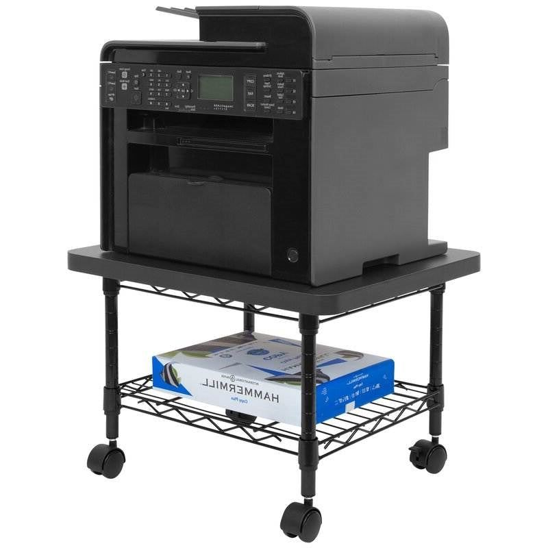 Multipurpose Black Metal 2-Tier Mobile Under Desk Printer Stand Cart w/ Casters - Tampa Home & Garden Store
