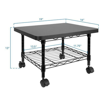 Multipurpose Black Metal 2-Tier Mobile Under Desk Printer Stand Cart w/ Casters - Tampa Home & Garden Store
