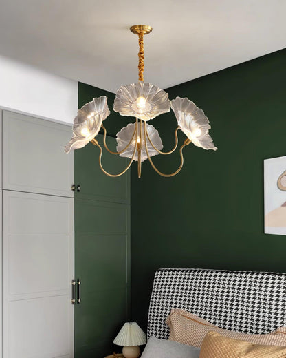 Murano Glass Flowers Chandelier Frosted Leaf Ceiling Light