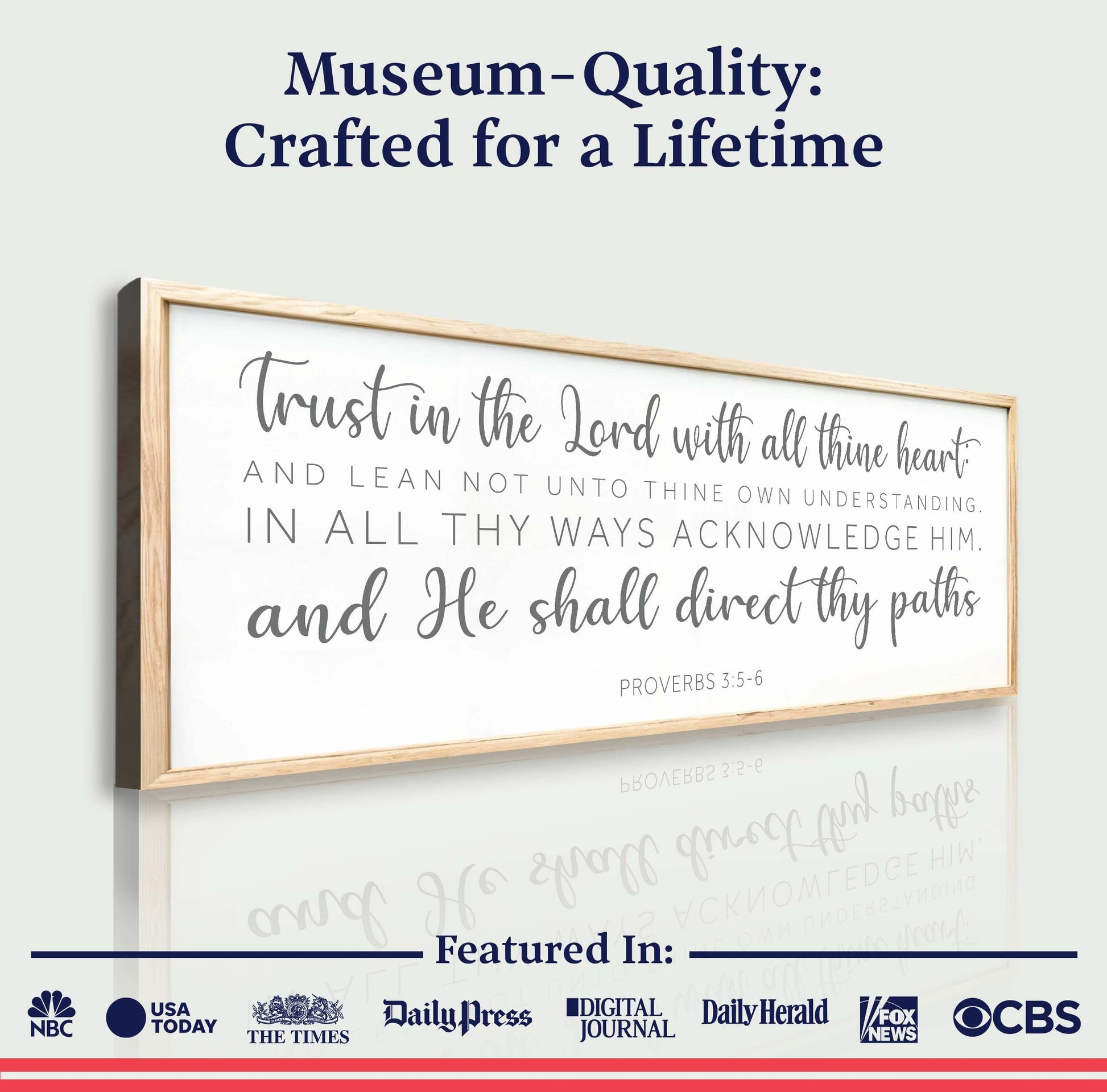 Proverbs 3:5-6 faith wall sign canvas with framed wood border by Tailored Canvases on Tampa Home & Garden Store
