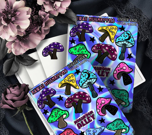 Mushroom Alley Sticker Sheet – Cute Kawaii Mushroom Vinyl Stickers - Tampa Home & Garden Store