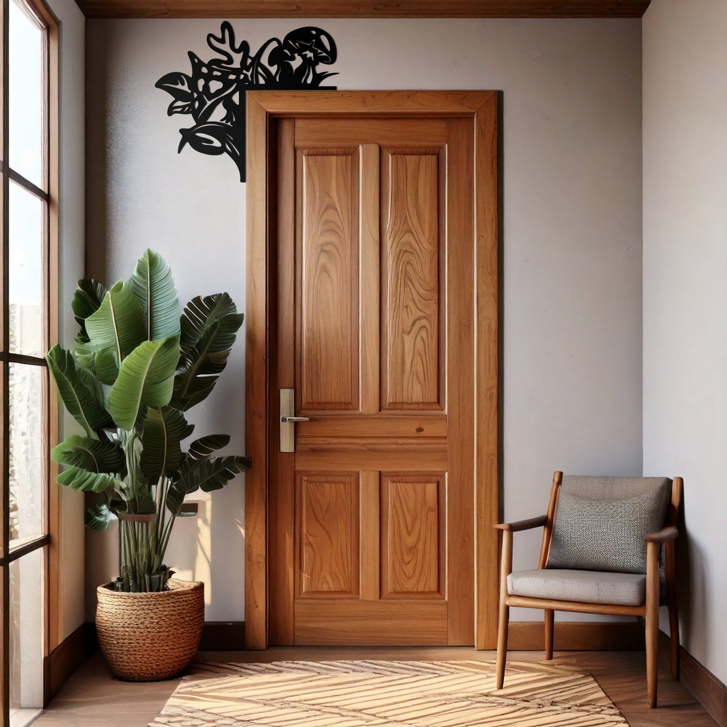 Mushroom Door Corner Metal Wall Art – Whimsical Nature-Themed Metal Decor-KAF608 - Tampa Home & Garden Store