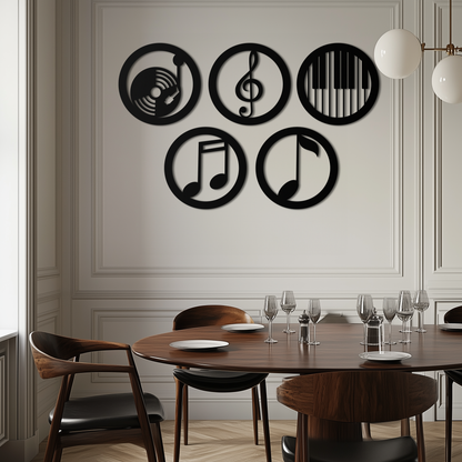 Music Notes & Instruments Wall Art - Modern Metal Music Decor- KAF257 - Tampa Home & Garden Store