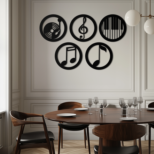 Music Notes & Instruments Wall Art - Modern Metal Music Decor- KAF257 - Tampa Home & Garden Store