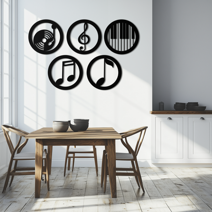 Music Notes & Instruments Wall Art - Modern Metal Music Decor- KAF257 - Tampa Home & Garden Store