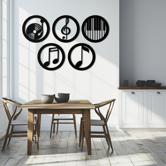 Music Notes & Instruments Wall Art - Modern Metal Music Decor- KAF257 - Tampa Home & Garden Store