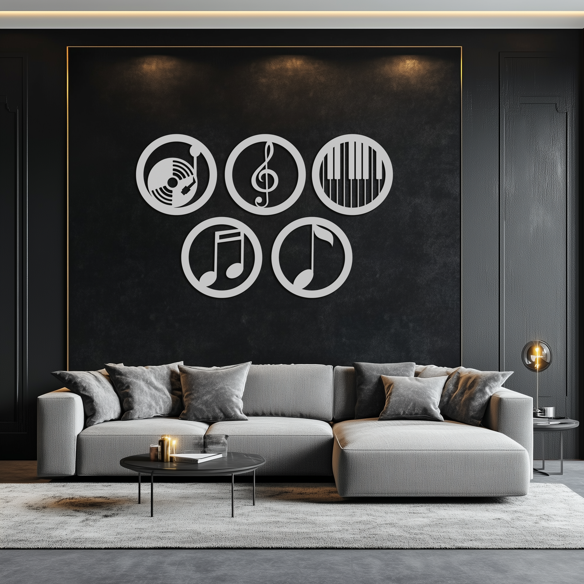 Music Notes & Instruments Wall Art - Modern Metal Music Decor- KAF257 - Tampa Home & Garden Store