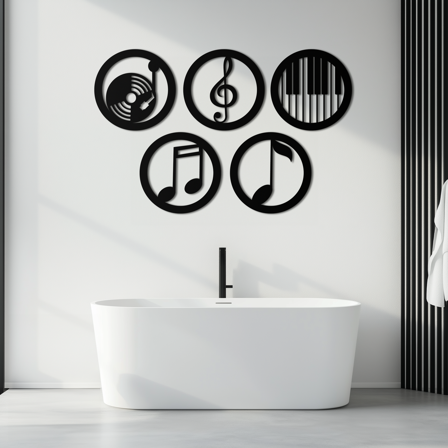 Music Notes & Instruments Wall Art - Modern Metal Music Decor- KAF257 - Tampa Home & Garden Store