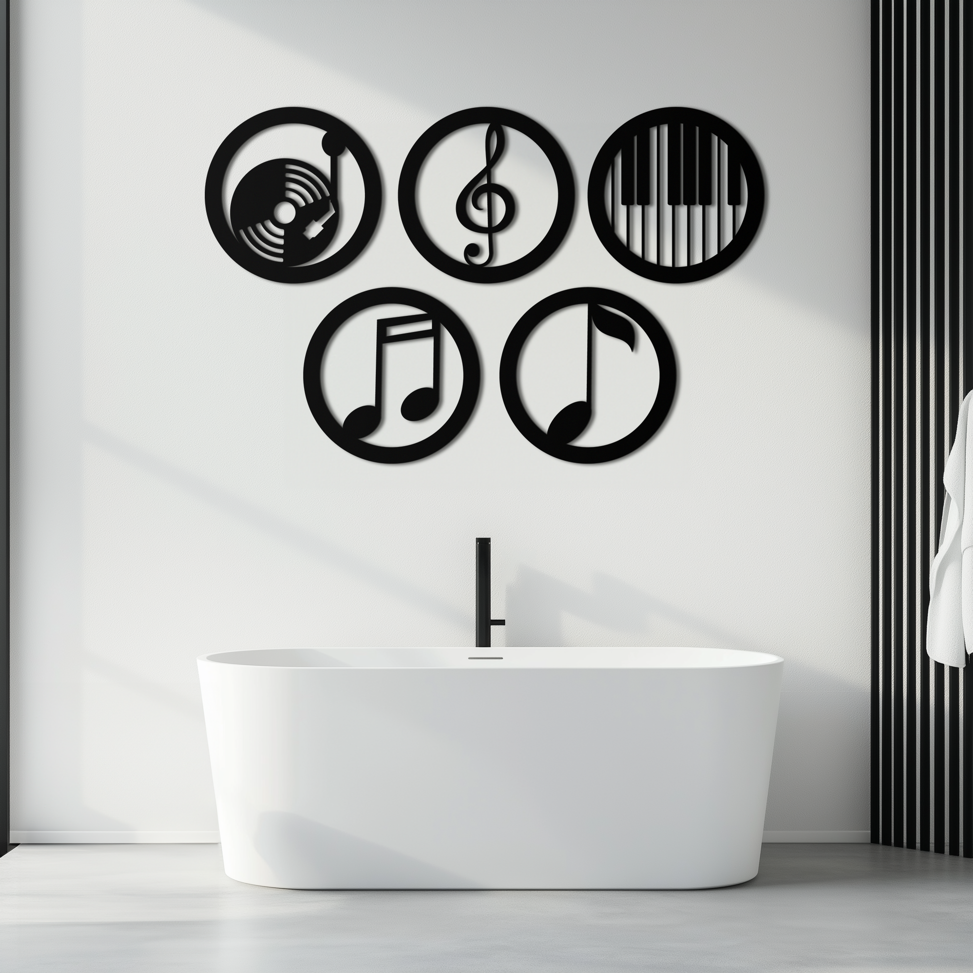Music Notes & Instruments Wall Art - Modern Metal Music Decor- KAF257 - Tampa Home & Garden Store