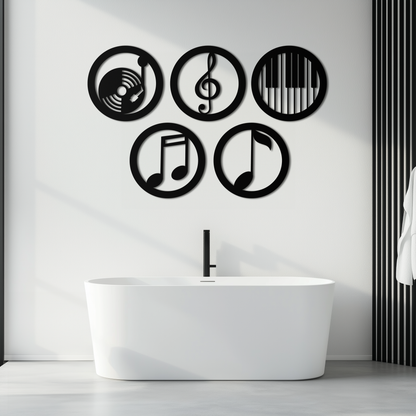 Music Notes & Instruments Wall Art - Modern Metal Music Decor- KAF257 - Tampa Home & Garden Store