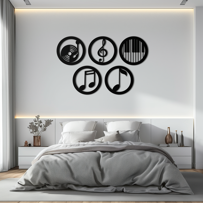 Music Notes & Instruments Wall Art - Modern Metal Music Decor- KAF257 - Tampa Home & Garden Store