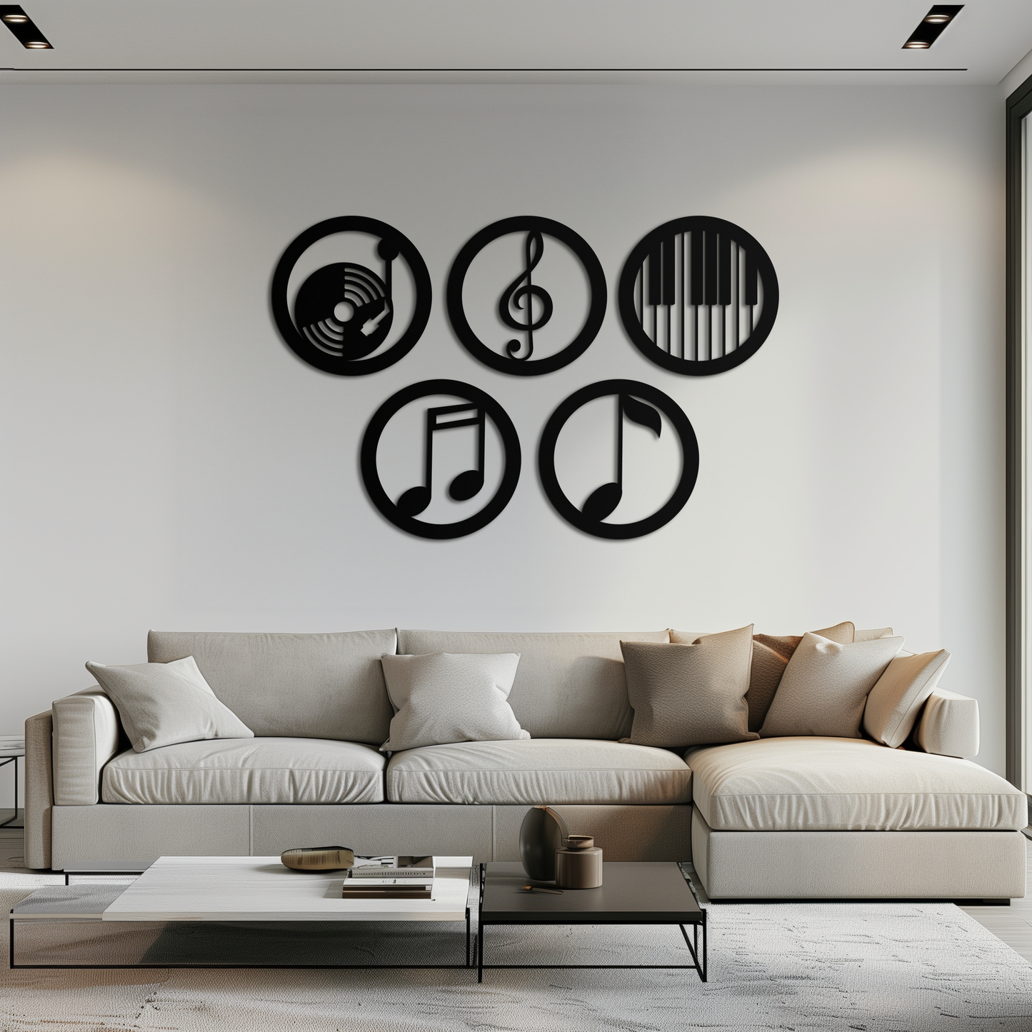 Music Notes & Instruments Wall Art - Modern Metal Music Decor- KAF257 - Tampa Home & Garden Store