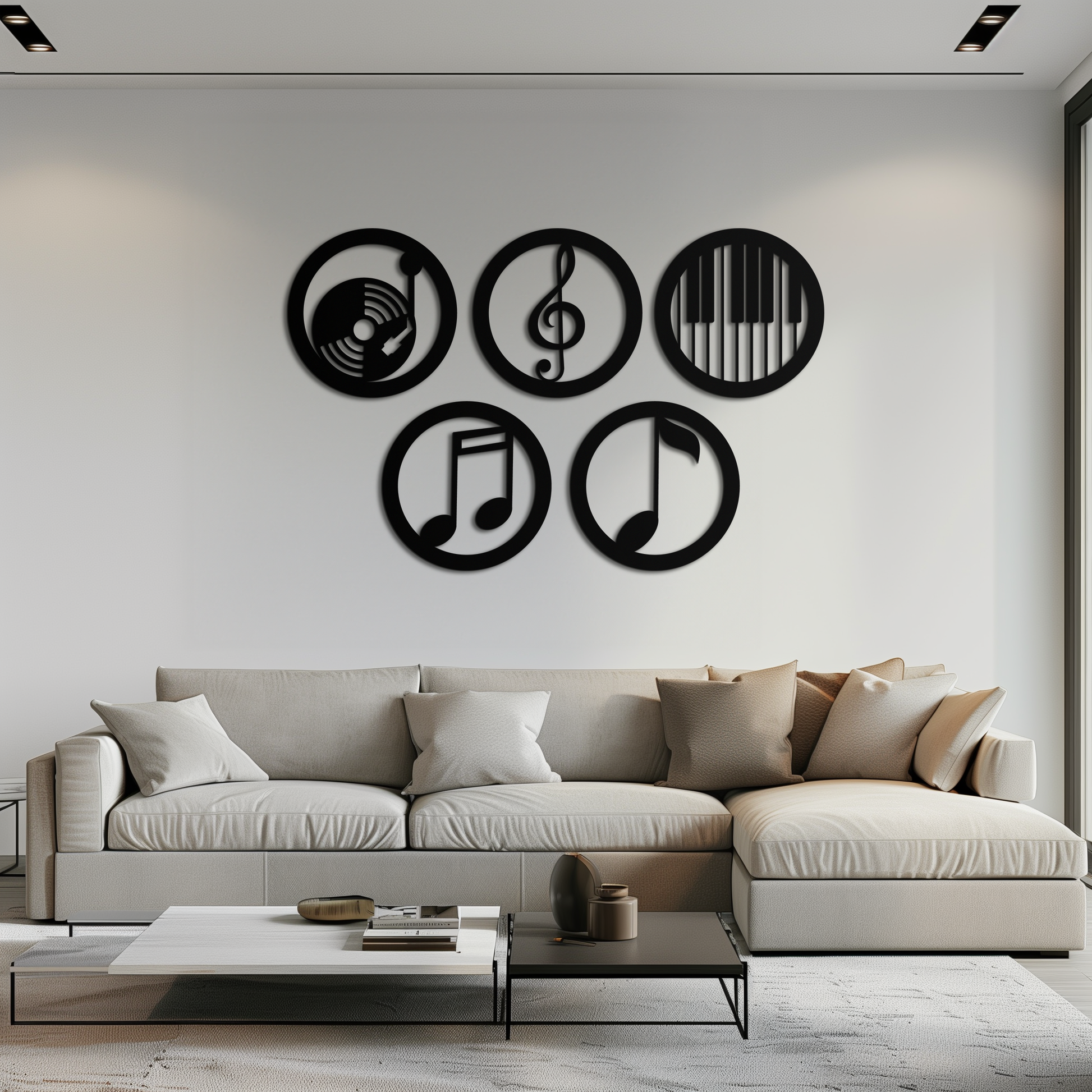 Music Notes & Instruments Wall Art - Modern Metal Music Decor- KAF257 - Tampa Home & Garden Store