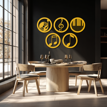 Music Notes & Instruments Wall Art - Modern Metal Music Decor- KAF257 - Tampa Home & Garden Store