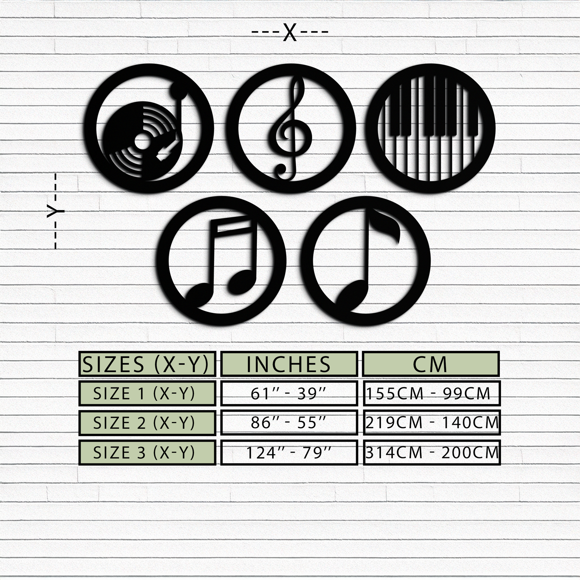 Music Notes & Instruments Wall Art - Modern Metal Music Decor- KAF257 - Tampa Home & Garden Store