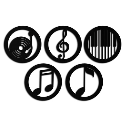 Music Notes & Instruments Wall Art - Modern Metal Music Decor- KAF257 - Tampa Home & Garden Store