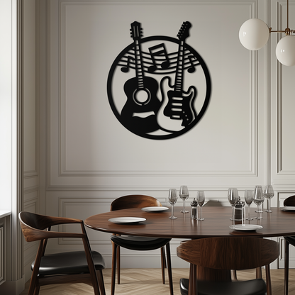 Musical Guitar Notes Metal Wall Art – Modern Musician Decor- KAF571 - Tampa Home & Garden Store