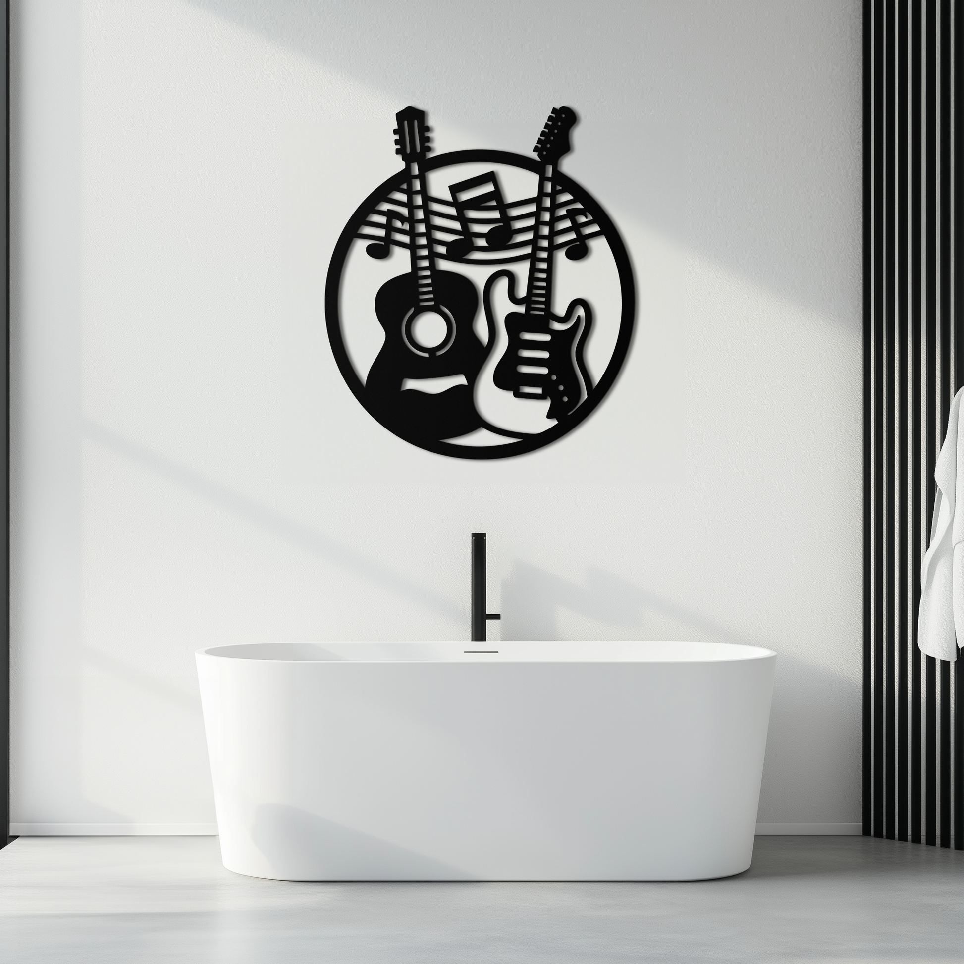 Musical Guitar Notes Metal Wall Art – Modern Musician Decor- KAF571 - Tampa Home & Garden Store