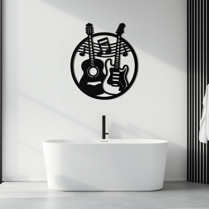 Musical Guitar Notes Metal Wall Art – Modern Musician Decor- KAF571 - Tampa Home & Garden Store