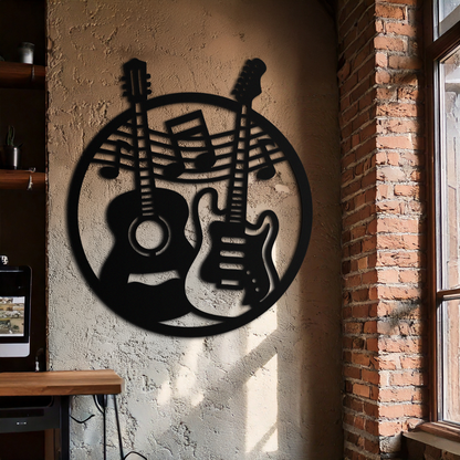 Musical Guitar Notes Metal Wall Art – Modern Musician Decor- KAF571 - Tampa Home & Garden Store