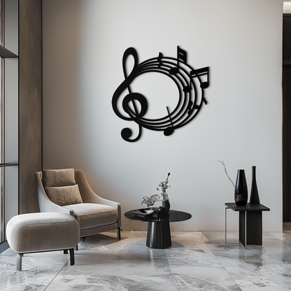 Musical Notes Circle Metal Wall Art – Treble Clef Music Decor for Home or Studio- KAF596 - Tampa Home & Garden Store
