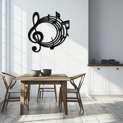 Musical Notes Circle Metal Wall Art – Treble Clef Music Decor for Home or Studio- KAF596 - Tampa Home & Garden Store