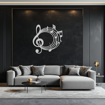 Musical Notes Circle Metal Wall Art – Treble Clef Music Decor for Home or Studio- KAF596 - Tampa Home & Garden Store
