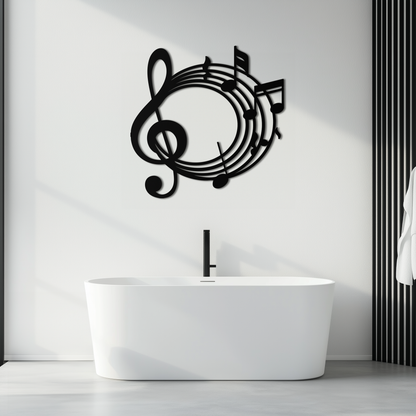 Musical Notes Circle Metal Wall Art – Treble Clef Music Decor for Home or Studio- KAF596 - Tampa Home & Garden Store