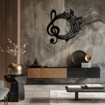 Musical Notes Circle Metal Wall Art – Treble Clef Music Decor for Home or Studio- KAF596 - Tampa Home & Garden Store
