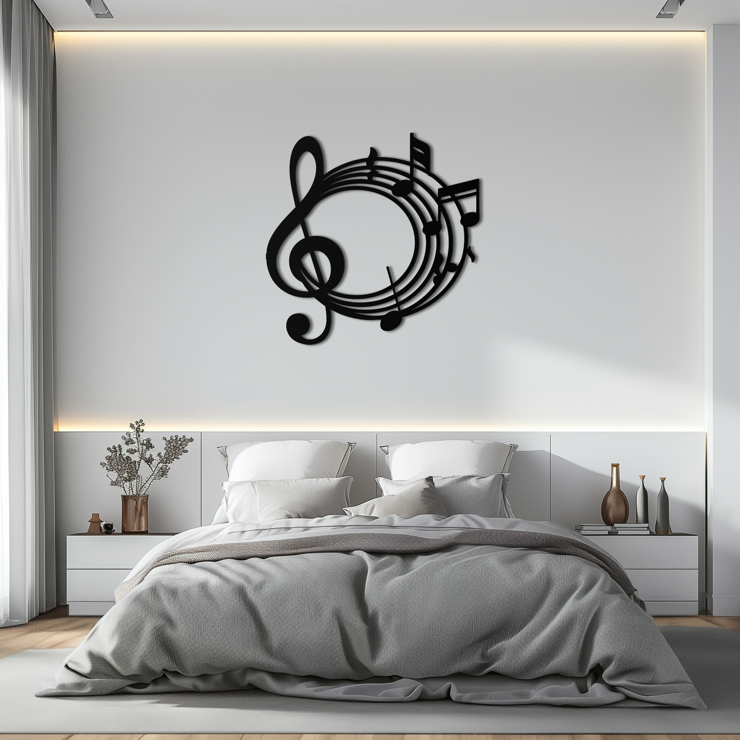 Musical Notes Circle Metal Wall Art – Treble Clef Music Decor for Home or Studio- KAF596 - Tampa Home & Garden Store