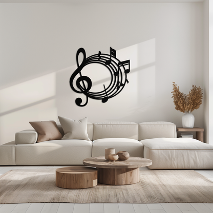 Musical Notes Circle Metal Wall Art – Treble Clef Music Decor for Home or Studio- KAF596 - Tampa Home & Garden Store