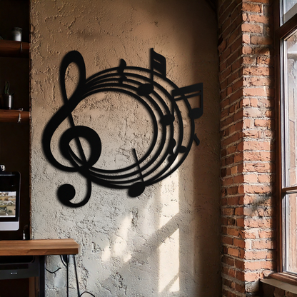 Musical Notes Circle Metal Wall Art – Treble Clef Music Decor for Home or Studio- KAF596 - Tampa Home & Garden Store