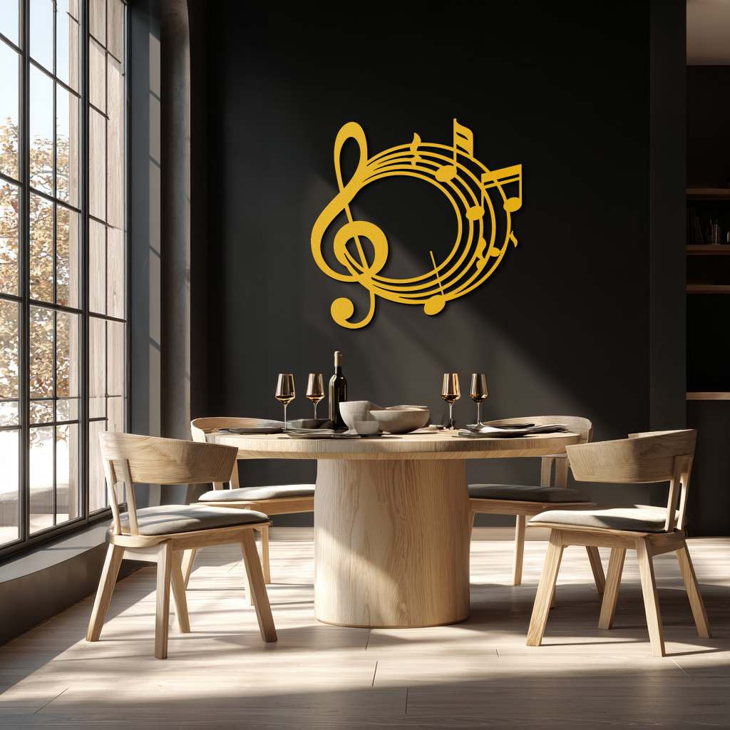 Musical Notes Circle Metal Wall Art – Treble Clef Music Decor for Home or Studio- KAF596 - Tampa Home & Garden Store