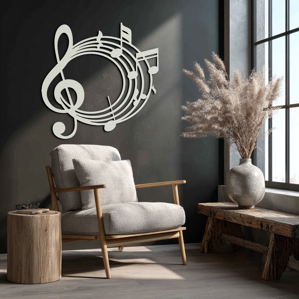 Musical Notes Circle Metal Wall Art – Treble Clef Music Decor for Home or Studio- KAF596 - Tampa Home & Garden Store