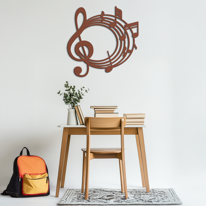 Musical Notes Circle Metal Wall Art – Treble Clef Music Decor for Home or Studio- KAF596 - Tampa Home & Garden Store