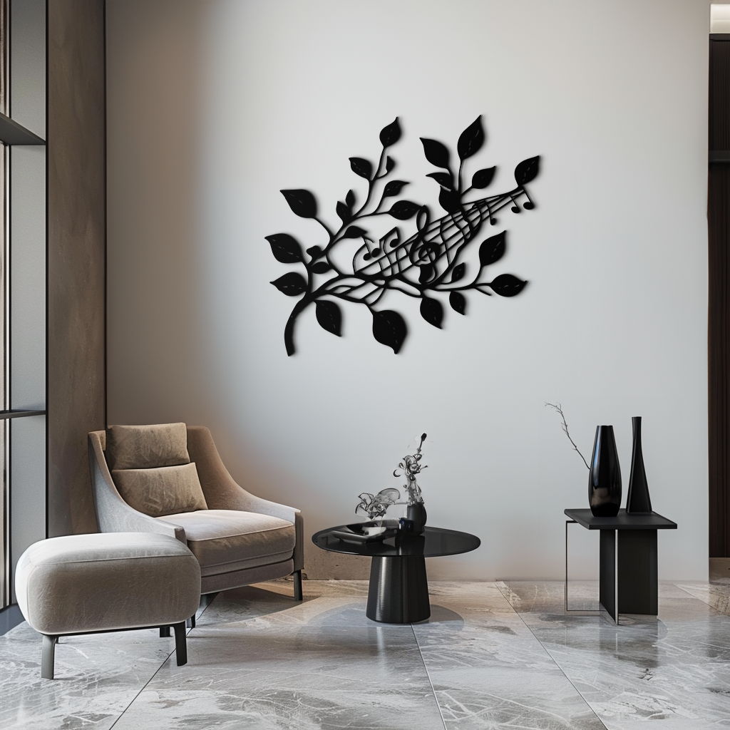 Musical Tree Branch Metal Wall Art - Note Inspired Steel Decor- KAF484 - Tampa Home & Garden Store
