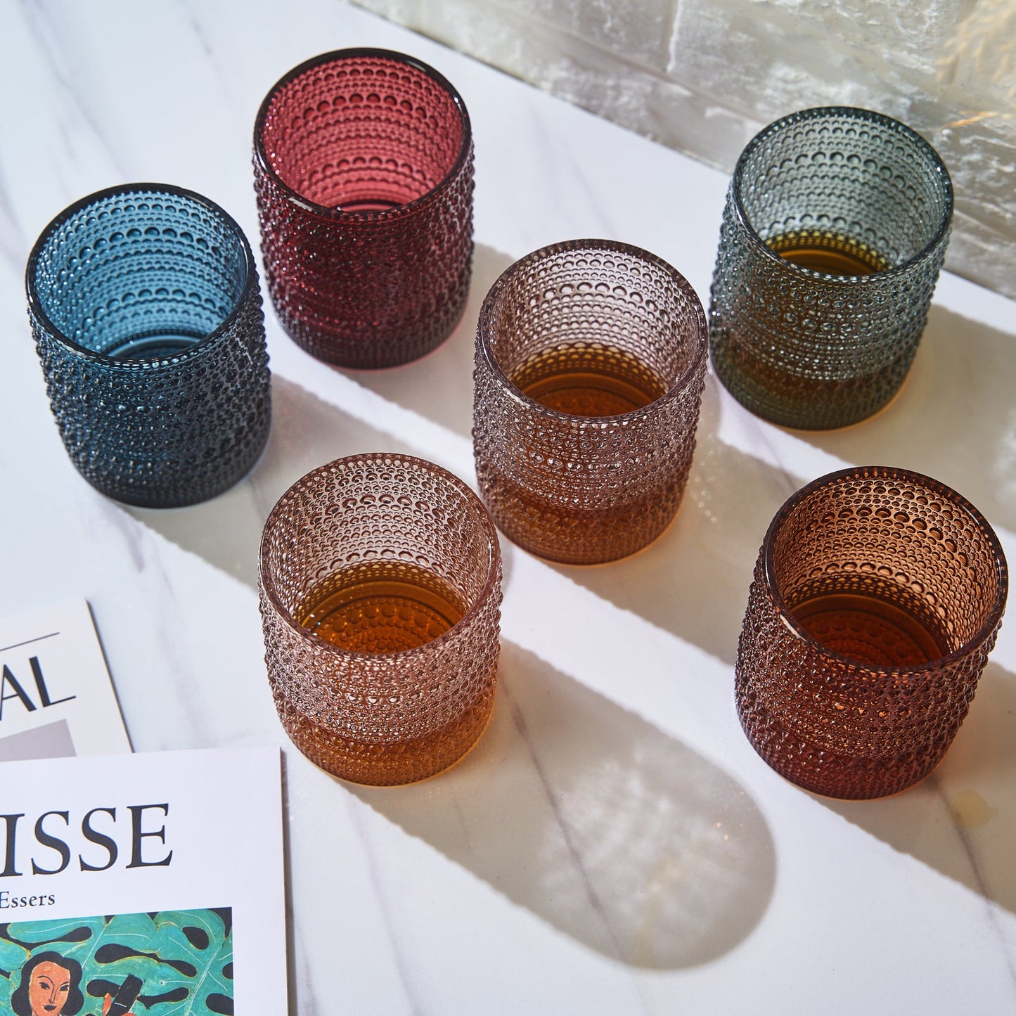 Tonal Hobnail Lowball Glassware Set of Six