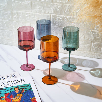 Tonal Square Stemmed Wine Glasses and a Set of 4