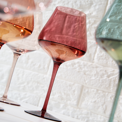 Classic Set of Six Tonal Stemmed Wine Glasses