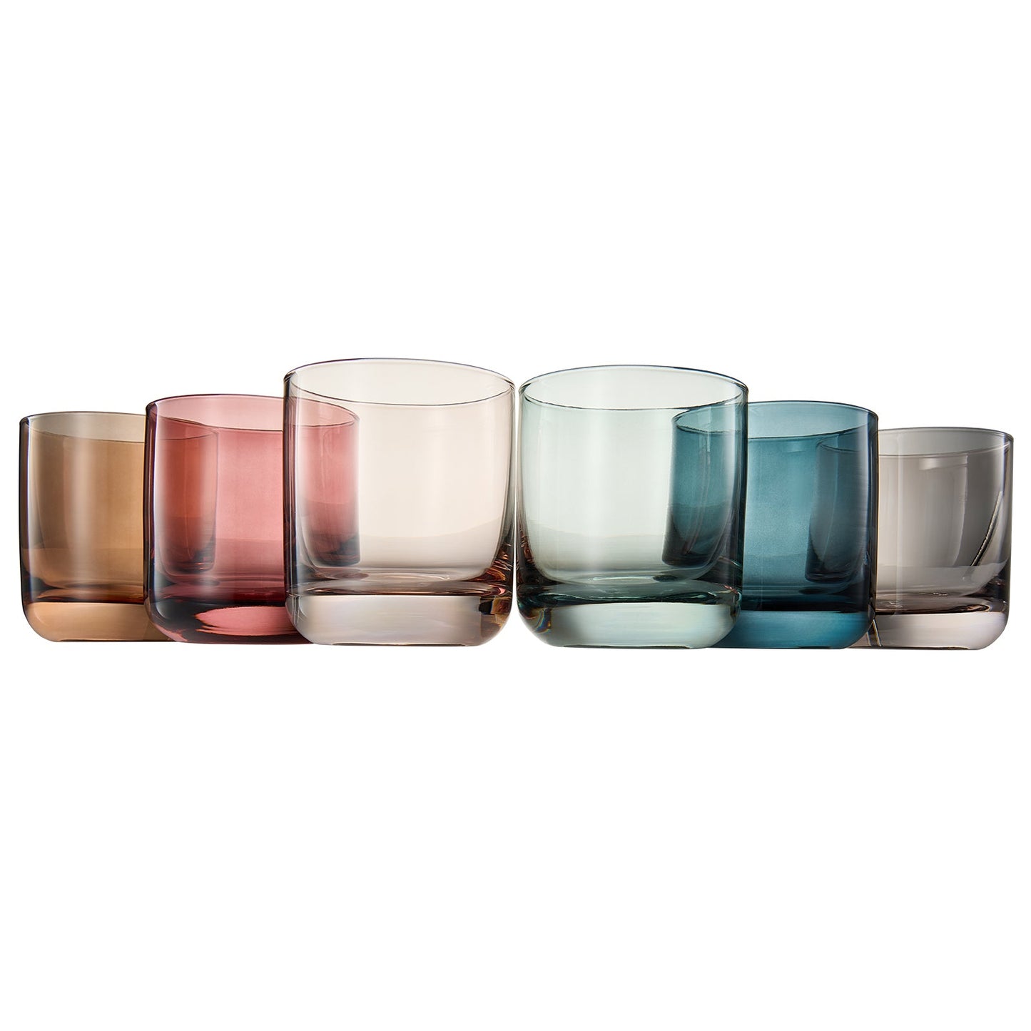 Six Tonal Lowball Whiskey Glasses For Daily Use