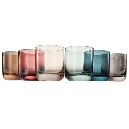 Six Tonal Lowball Whiskey Glasses For Daily Use