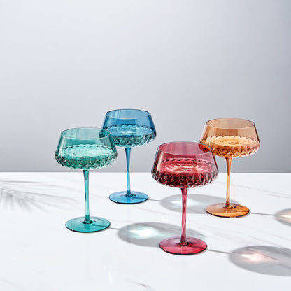 Tonal Crystal Champagne Coupe Glassware Set of 4