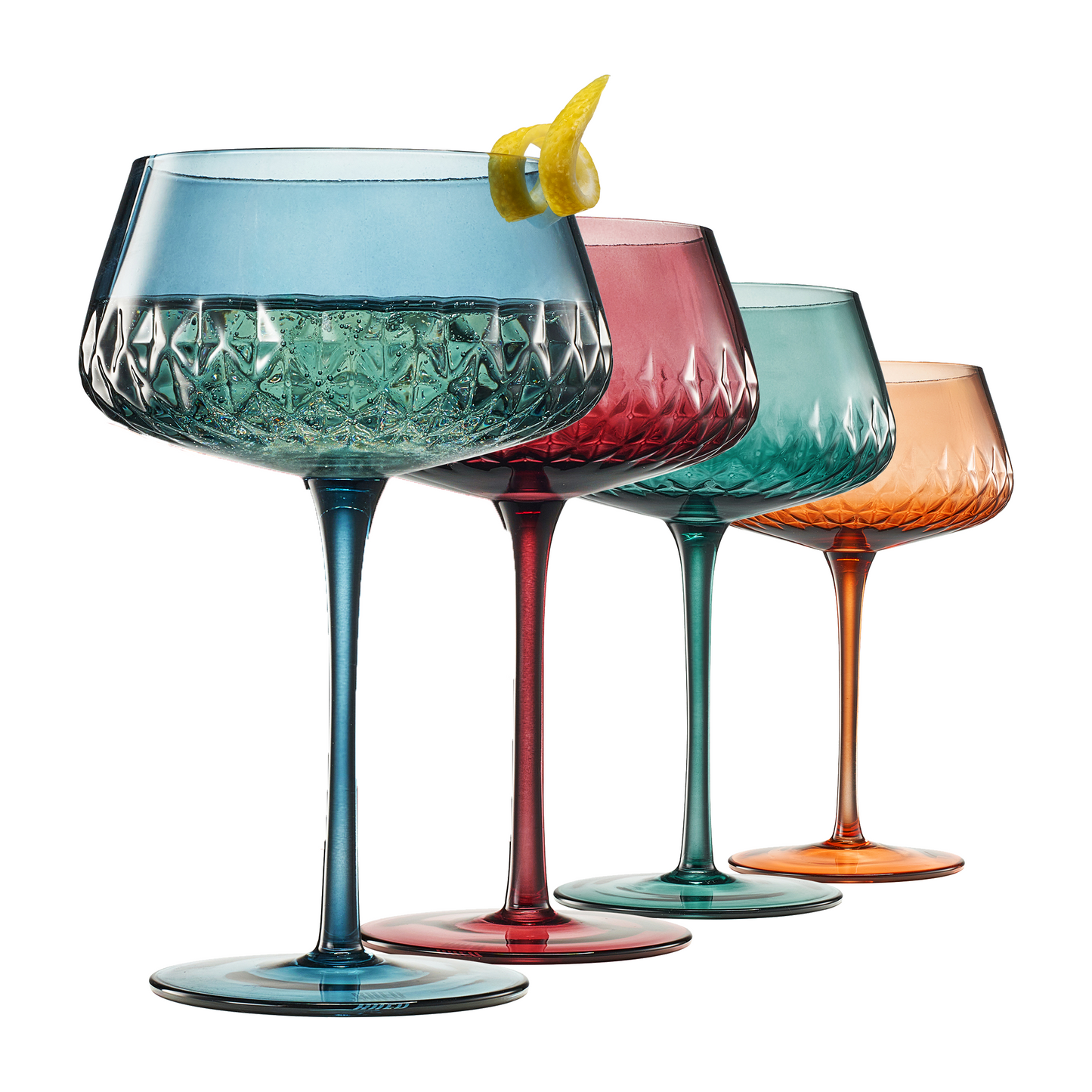 Tonal Crystal Champagne Coupe Glassware Set of 4