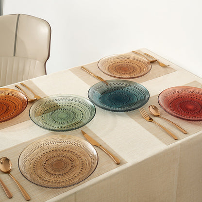 Set Of Six 10 Inch Hobnail Glass Dinner Plates