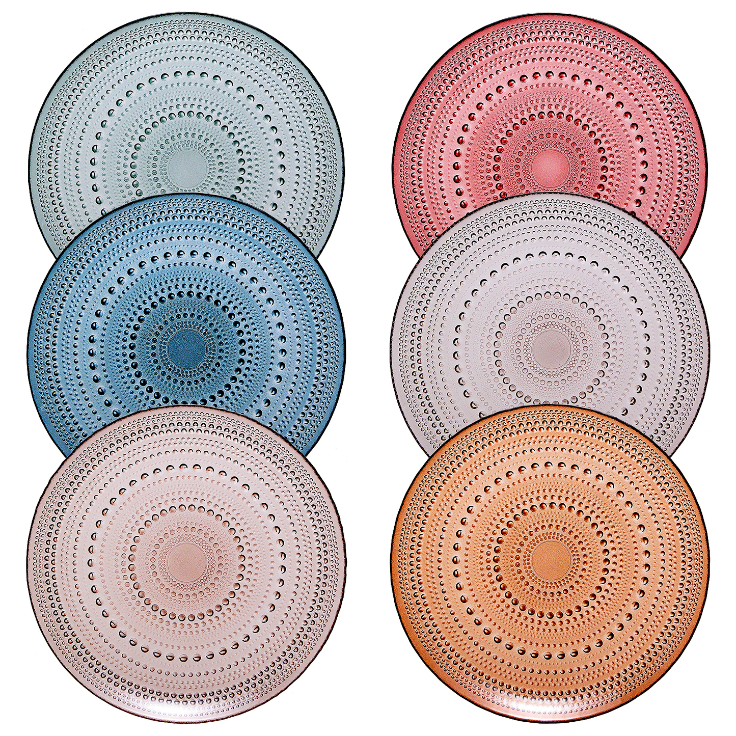 Set Of Six 10 Inch Hobnail Glass Dinner Plates
