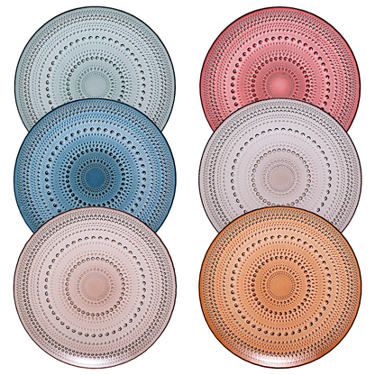 Set Of Six 10 Inch Hobnail Glass Dinner Plates