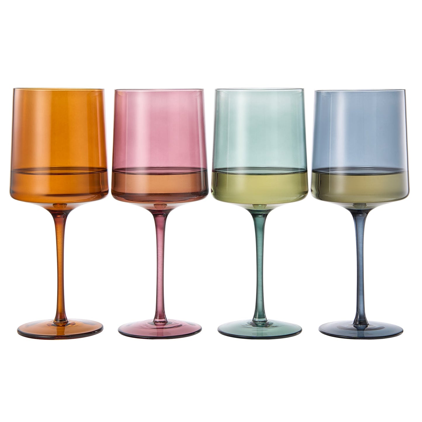 Tonal Square Stemmed Wine Glasses and a Set of 4