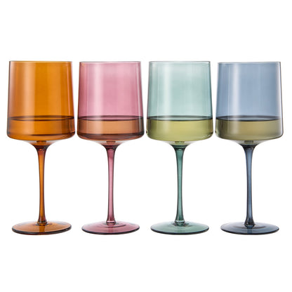 Tonal Square Stemmed Wine Glasses and a Set of 4