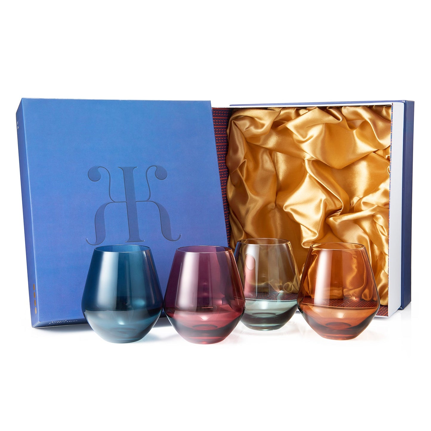 Modern Tonal Stemless Wine Glasses Set of 4