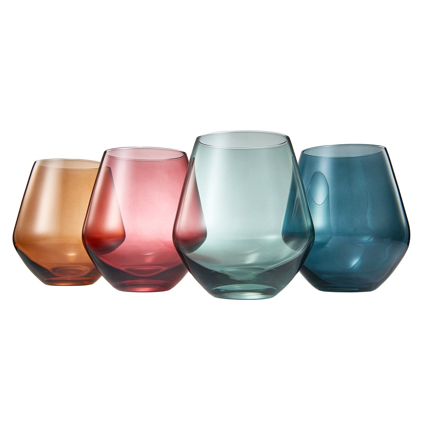 Modern Tonal Stemless Wine Glasses Set of 4
